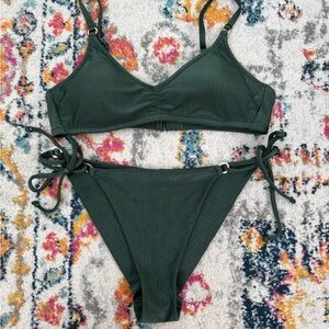 Aerie Green Ribbed Bikini Set